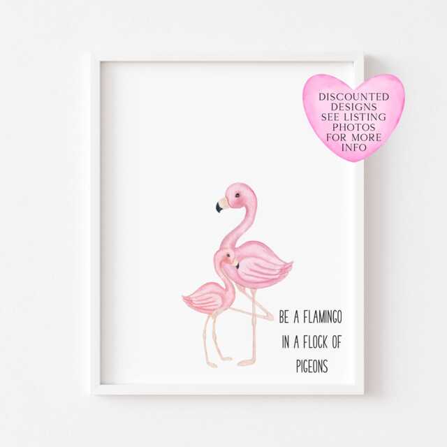 Pink Flamingo Print Motivational Bedroom Wall Art - Unframed - image 1
