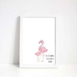 Pink Flamingo Print Motivational Bedroom Wall Art - Unframed - thumbnail 2