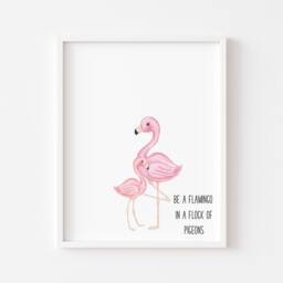 Pink Flamingo Print Motivational Bedroom Wall Art - Unframed - thumbnail 1