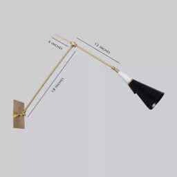 Mid-Century Modern Brass Swing Arm Wall Lamp - Adjustable Sconce Lighting - thumbnail 2