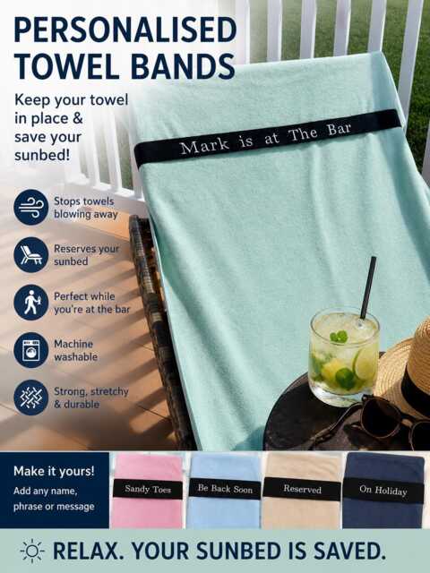 Personalized Embroidered Sunbed Towel Strap Honeymoon Gift - image 1