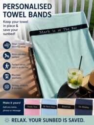 Personalized Embroidered Sunbed Towel Strap Honeymoon Gift
