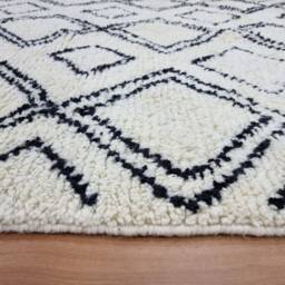 Custom Moroccan Berber Rug, Black White Checkered Wool, Azilal Style - thumbnail 4