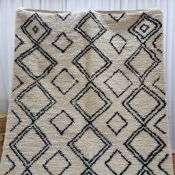 Custom Moroccan Berber Rug, Black White Checkered Wool, Azilal Style - thumbnail 3