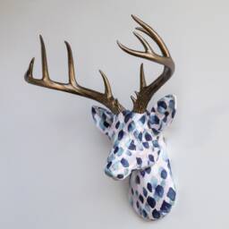 Faux Taxidermy Deer Head Fabric Wall Mount - Decor Indigo Rain Fad3509 - thumbnail 2