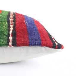 Kilim Lumbar Pillow Cover 12x24 Turkish Bohemian Cushion - thumbnail 4