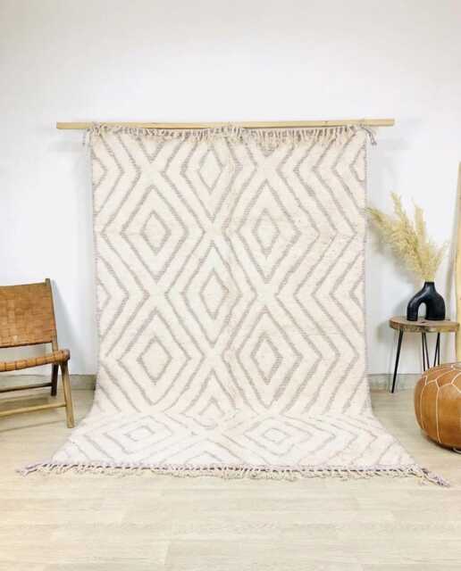 Minimalist Mauve Moroccan Rug - Beni Ourain Berber Wool Shag Large Area For Bedroom Soft Purple Scandi Decor - image 1