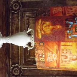 Indian Patchwork Lamp Shade Shabby Chic Orange Gold Lightshade - thumbnail 3