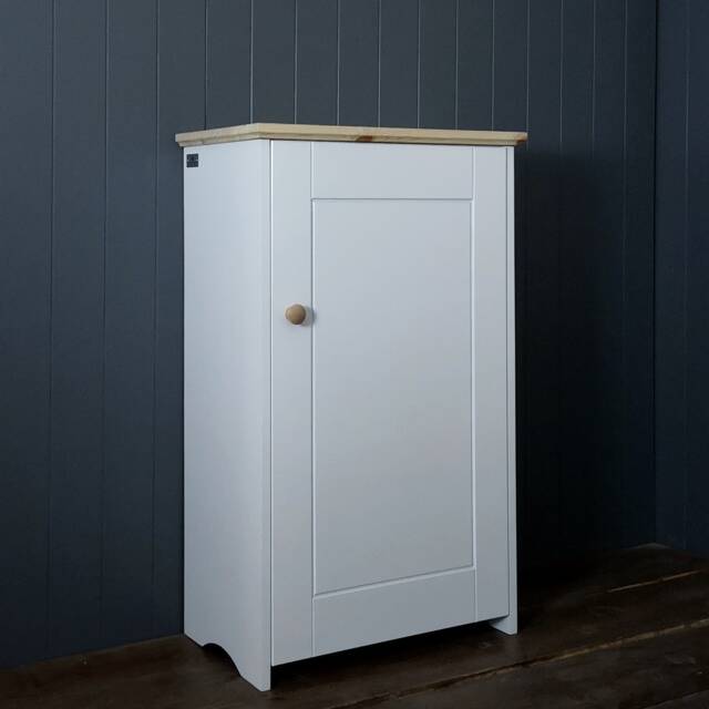 4 Shelf Tall Cupboard With Storage Shelves & Panel Style Soft Close Door. Shoe Rack Cabinet For Hallway Living Dining Room Or Study - image 1