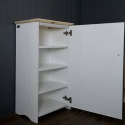 4 Shelf Tall Cupboard With Storage Shelves & Panel Style Soft Close Door. Shoe Rack Cabinet For Hallway Living Dining Room Or Study - thumbnail 2