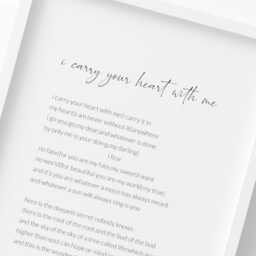 I Carry Your Heart With Me Print - E. Cummings Poem Romantic Wall Art Wedding Or Anniversary Gift Unframed - thumbnail 1