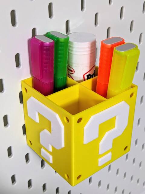 Ikea Skadis Compatible Nintendo Question Block Pen Holder - image 1