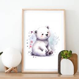Arctic Nursery Print Set - Of 3 Posters - Animal Decor Boys Girls Room Penguin, Polar Bear, Emperor Playroom Wall Art - thumbnail 2