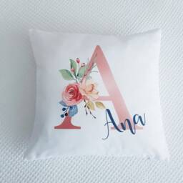 Personalised Floral Name Cushion Cover Flower Letter Women Girls Friends Gift Soft Or Canvas Finish - thumbnail 2