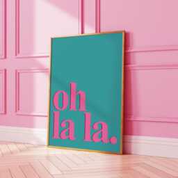 Oh La Print, Colourful Wall Decor, Bedroom Eclectic Art Poster, Home Trendy, Groovy Turquoise & Bright Pink 2731 - thumbnail 2