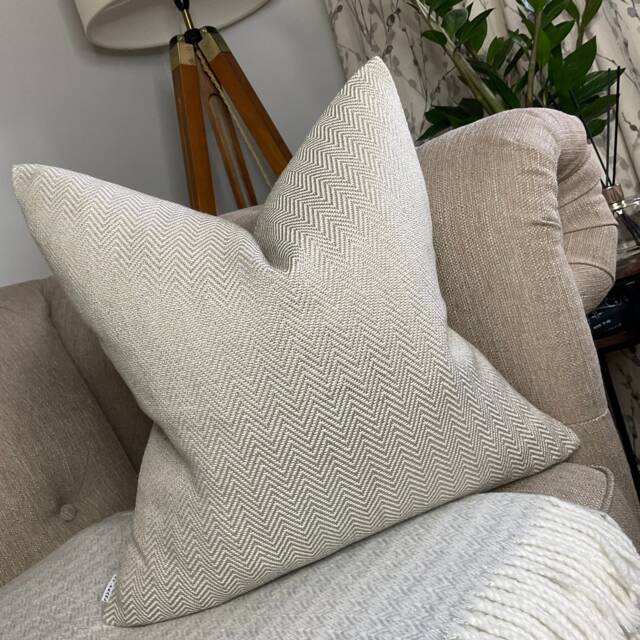 Herringbone Cushion Pillow Cover Taupe Mole John Lewis & Partners Fabric Designer High Quality Handmade Farmhouse Decor - image 1