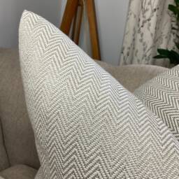 Herringbone Cushion Pillow Cover Taupe Mole John Lewis & Partners Fabric Designer High Quality Handmade Farmhouse Decor - thumbnail 2