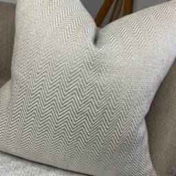 Herringbone Cushion Pillow Cover Taupe Mole John Lewis & Partners Fabric Designer High Quality Handmade Farmhouse Decor - thumbnail 3