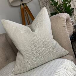 Herringbone Cushion Pillow Cover Taupe Mole John Lewis & Partners Fabric Designer High Quality Handmade Farmhouse Decor - thumbnail 1