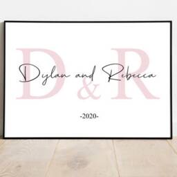 Custom Couples Initial Personalised Print - Paper Anniversary Gift Engagement Wedding For Him Her - thumbnail 3
