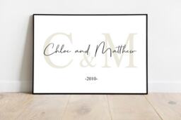 Custom Couples Initial Personalised Print - Paper Anniversary Gift Engagement Wedding For Him Her - thumbnail 1