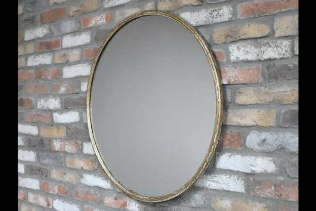 Round Mirror Gold & White Frame UK Only Delivery Glass Wall Round Bathroom Living Room - image 1
