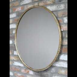Round Mirror Gold & White Frame UK Only Delivery Glass Wall Round Bathroom Living Room - thumbnail 3