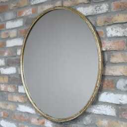 Round Mirror Gold & White Frame UK Only Delivery Glass Wall Round Bathroom Living Room - thumbnail 2