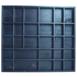 Wooden 28 Compartment Grey Wall Display Shelf For Trinkets Crystals Thimbles Figurines Collectables - Shadow Box 45 X 40 3.5 cm - thumbnail 2