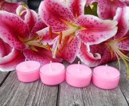 stargazer Lily Scented Soy Tealight Candles Rustic Home Decor - thumbnail 1