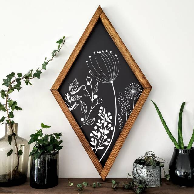 Botanical Wood Sign Hand Finished Floral Wall Art - image 1