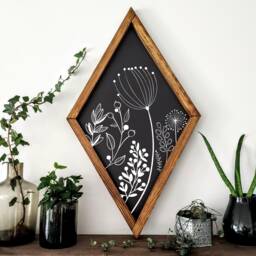 Botanical Wood Sign Hand Finished Floral Wall Art - thumbnail 1