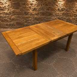 Solid Oak Extending Farmhouse Dining Table - Rustic Country Kitchen Seats 6-10 - thumbnail 4