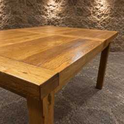 Solid Oak Extending Farmhouse Dining Table - Rustic Country Kitchen Seats 6-10 - thumbnail 3