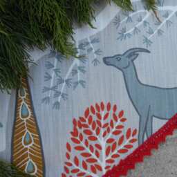 Roe Deer Christmas Tree Skirt Woodland Tree Owl Decor Swedish Fabric Decorations - thumbnail 4
