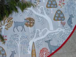 Roe Deer Christmas Tree Skirt Woodland Tree Owl Decor Swedish Fabric Decorations