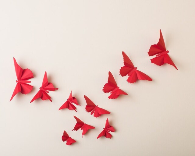 3D Wall Butterflies Poppy Red Butterfly Silhouettes For Home Art Decor, Nursery, Children's Room - image 1