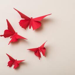 3D Wall Butterflies Poppy Red Butterfly Silhouettes For Home Art Decor, Nursery, Children's Room - thumbnail 3