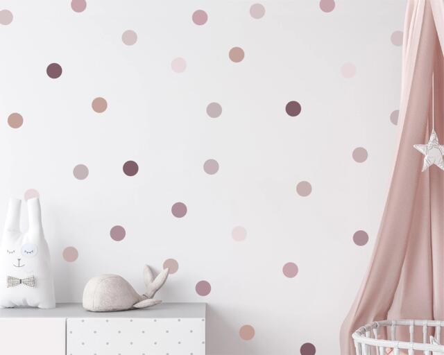 Mauve Polka Dot Fabric Wall Stickers Nursery & Playroom Decor - image 1
