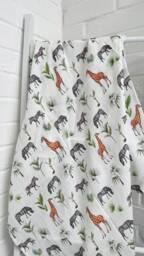 Safari Muslin Swaddle, 100x 100 cm Baby 2 Layer Blanket, Giraffe & Zebra Swaddle, Baby Jungle Gift - thumbnail 1