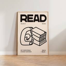Book Print, Living Room Wall Art, Reading Illustration Read Prints, Hand Drawn Poster, Literature Decor - thumbnail 2