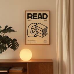 Book Print, Living Room Wall Art, Reading Illustration Read Prints, Hand Drawn Poster, Literature Decor - thumbnail 3