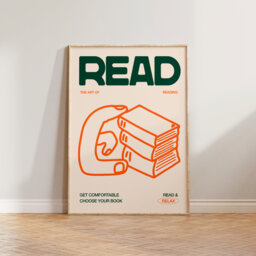 Book Print, Living Room Wall Art, Reading Illustration Read Prints, Hand Drawn Poster, Literature Decor - thumbnail 1