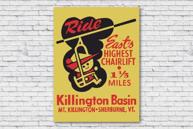 Vintage Killington Poster, Ski Resort, Mountain, Vermont, Vt, Retro, Wall Art, Print