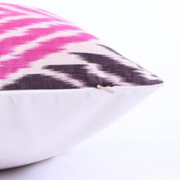 Ikat Silk Velvet Pillow 16x24 - Handmade Boho Cushion Cover Turkish Home Decor Accent - thumbnail 2