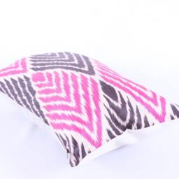 Ikat Silk Velvet Pillow 16x24 - Handmade Boho Cushion Cover Turkish Home Decor Accent - thumbnail 3