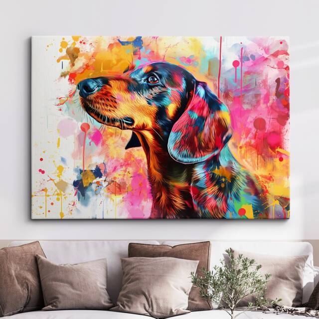 Dachshund Dog Abstract Painting Framed Poster Print & Canvas Wall Decor Art Bedroom Home Living Room Pet Lovers Gift Idea - image 1