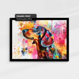 Dachshund Dog Abstract Painting Framed Poster Print & Canvas Wall Decor Art Bedroom Home Living Room Pet Lovers Gift Idea - thumbnail 2