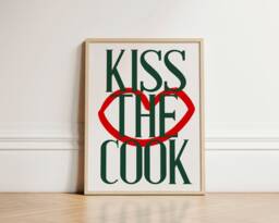 Kiss The Cook Print, Cooking Retro Art Kitchen Poster, Gallery Wall Decor, Art, Unframed - thumbnail 1