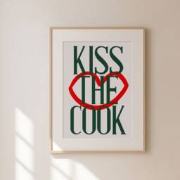 Kiss The Cook Print, Cooking Retro Art Kitchen Poster, Gallery Wall Decor, Art, Unframed - thumbnail 2